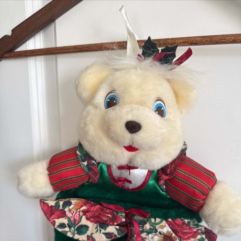 Vintage 1993 Kmart The Merry Gifts of Christmas Stocking White Teddy Bear - Picture 4 of 7